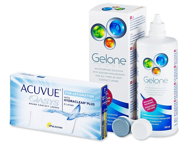 Acuvue Oasys for Astigmatism (6 soczewek) +  płyn Gelone (360 ml)