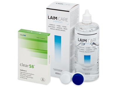 Clear 58 (6 soczewek) + płyn LAIM-CARE 400 ml