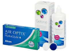 Air Optix plus HydraGlyde for Astigmatism (3 soczewki) + płyn Gelone 360 ml