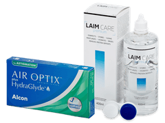 Air Optix plus HydraGlyde for Astigmatism (3 soczewki) + płyn Laim Care 400 ml