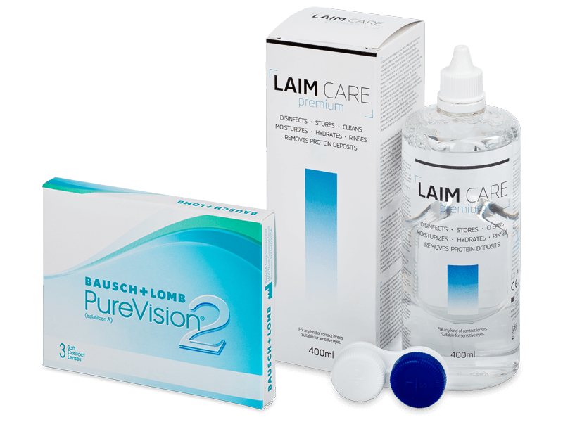 PureVision 2 (3 soczewki) + płyn Laim-Care 400 ml
