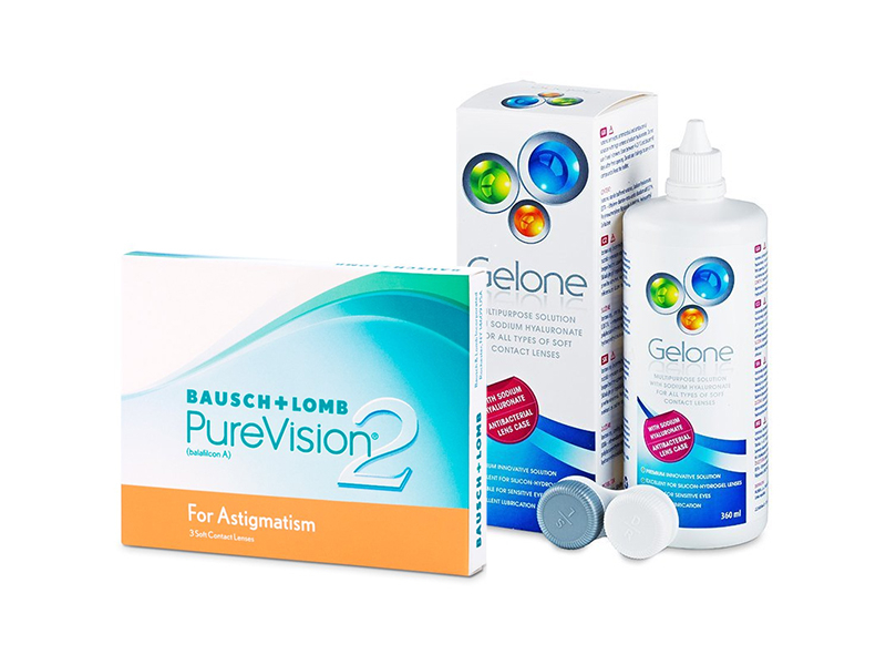 PureVision 2 for Astigmatism (3 soczewki) + płyn Gelone 360 ml