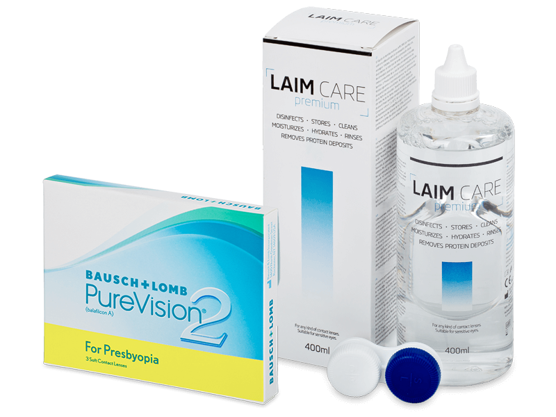 PureVision 2 for Presbyopia (3 soczewki) + płyn Laim-Care 400 ml