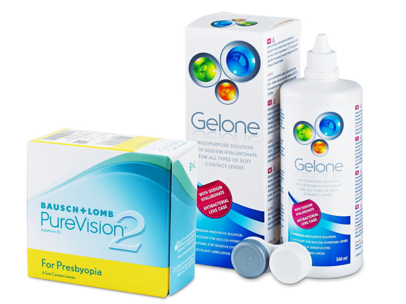 PureVision 2 for Presbyopia (6 soczewek) + płyn Gelone 360 ml