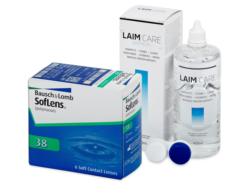 SofLens 38 (6 soczewek) + płyn Laim-Care 400 ml