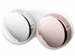 Pojemnik na soczewki kontaktowe z lustrzanym wykończeniem – różowe/srebrne 