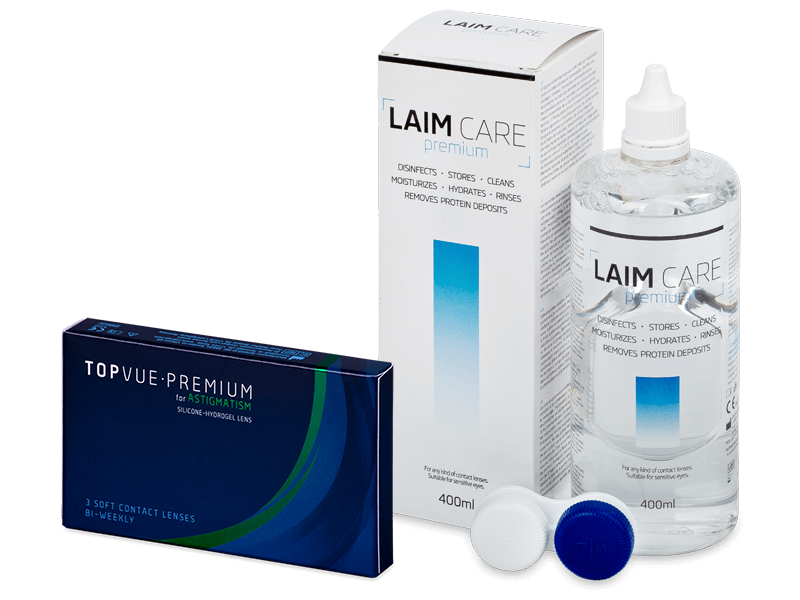 TopVue Premium for Astigmatism (3 soczewki) + płyn Laim-Care 400 ml