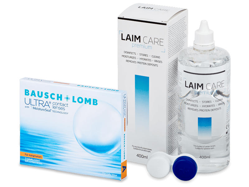 Bausch + Lomb ULTRA for Astigmatism (3 soczewki) + płyn Laim-Care 400 ml